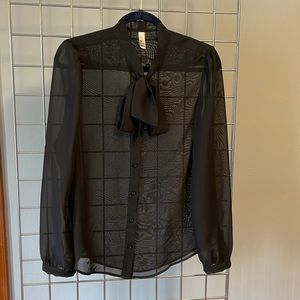 American Apparel Sheer Tie Neck Blouse